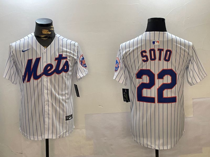 Men New York Mets #22 Soto White Stripe Game 2024 Nike MLB Jersey style 12161